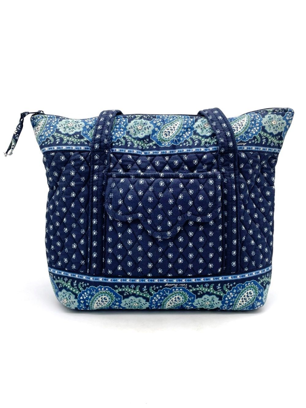 Vera Bradley Seaport Navy Villager Scalloped Tote Bag Floral Vintage 2002 Y2K